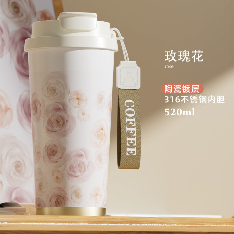 Lily of the Valley Ceramic Tumbler — Elegant Double-Wall Gift Cup