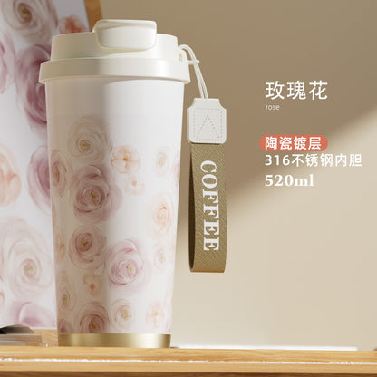 Lily of the Valley Ceramic Tumbler — Elegant Double-Wall Gift Cup