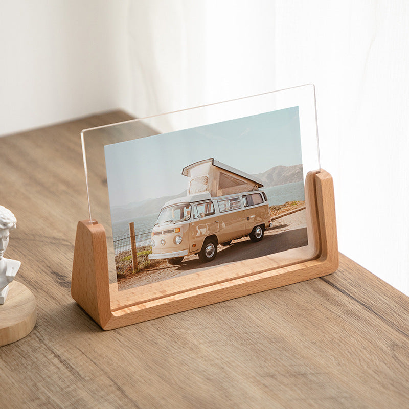 Acrylic U-Frame Photo Display Stand — Handcrafted 6-Inch Desk Ornament