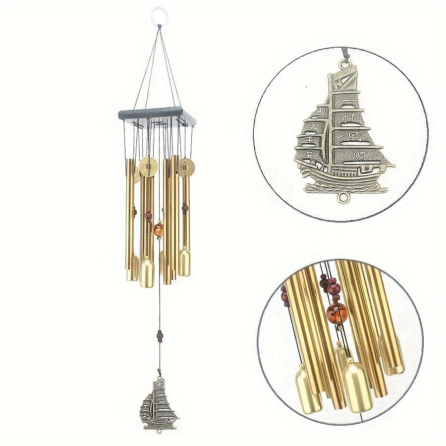 Classic Six-Tube Metal Wind Chime — High-Tone Aluminium Hanging Decor