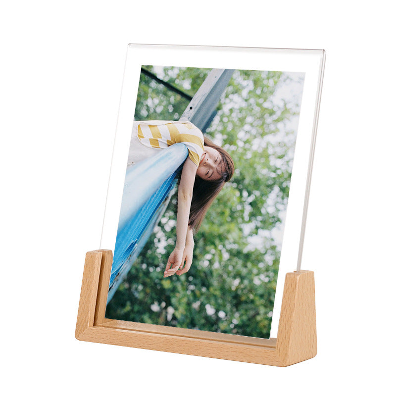 Acrylic U-Frame Photo Display Stand — Handcrafted 6-Inch Desk Ornament