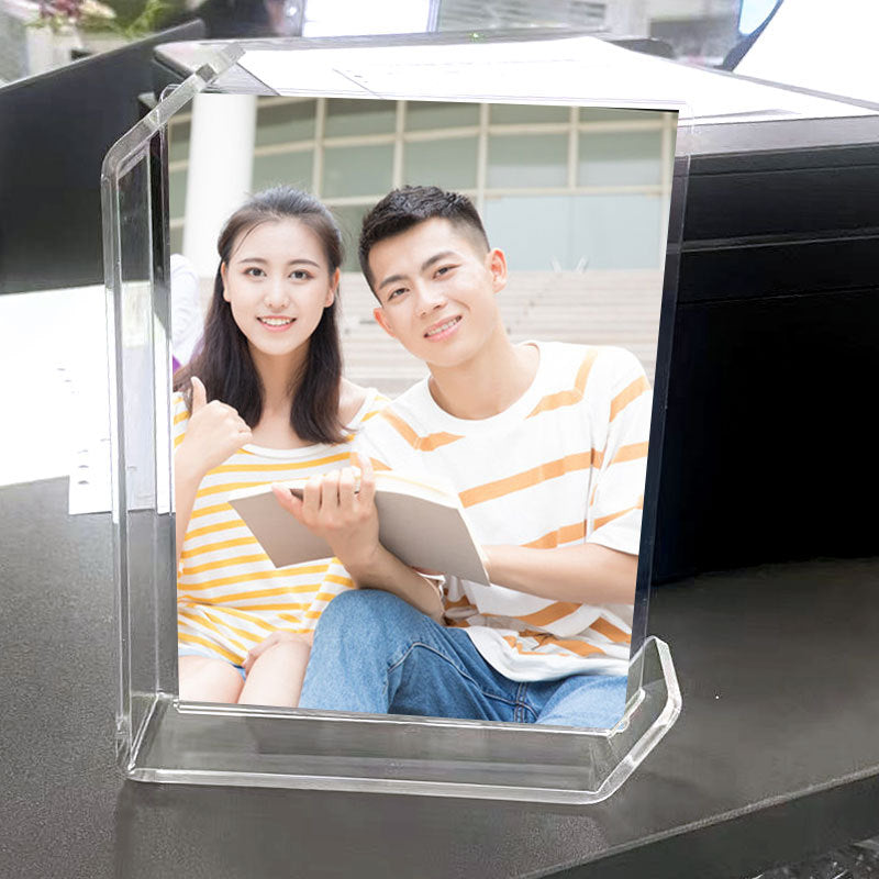 Acrylic U-Frame Photo Display Stand — Handcrafted 6-Inch Desk Ornament