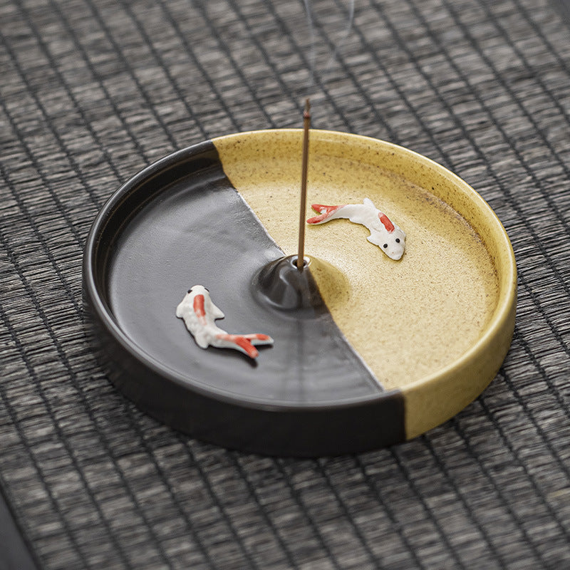 Ceramic Incense Holder & Tray — Artisan Agarwood Sandalwood Burner