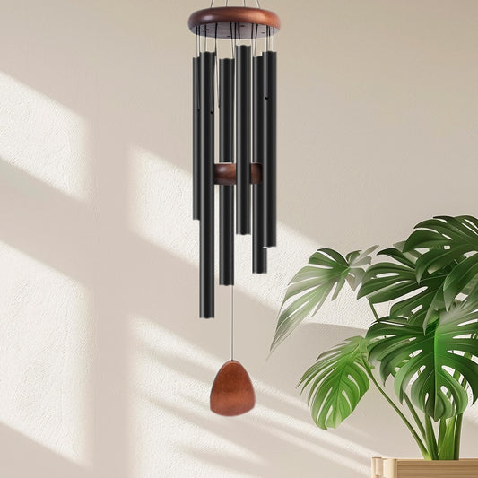 Retro Aluminium Wind Chime — 37-Inch Six-Tube Wall Pendant