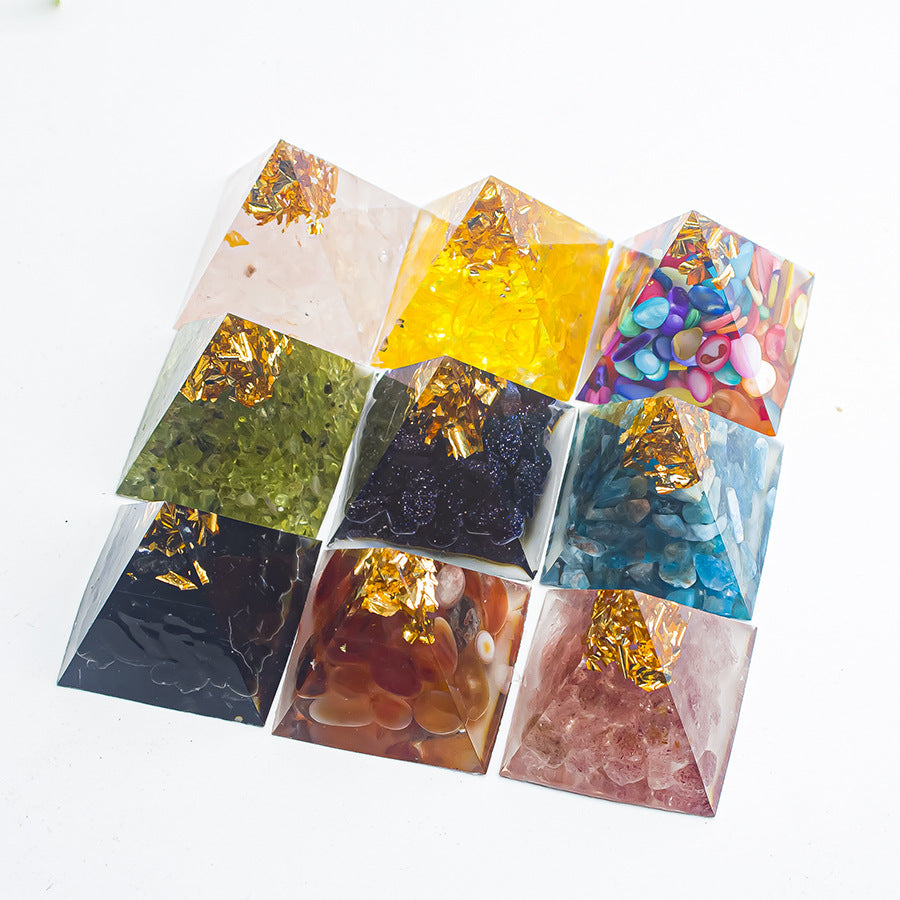 Natural Crystal Pyramid Ornament — Raw Ore Desk & Office Decor