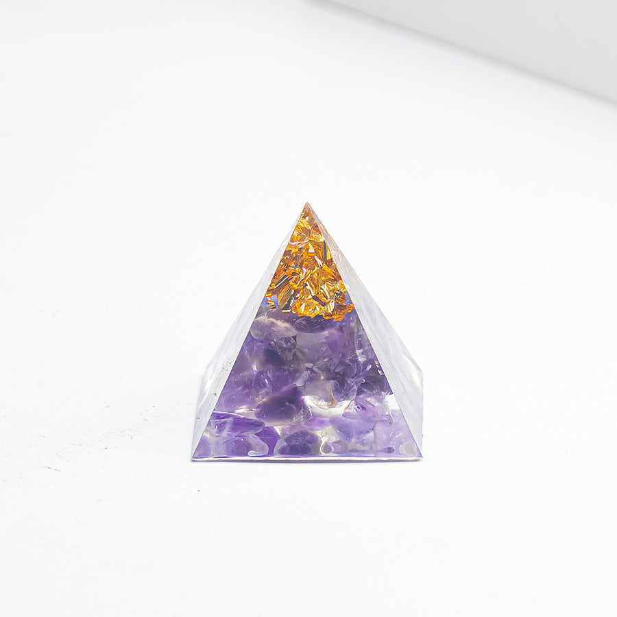 Natural Crystal Pyramid Ornament — Raw Ore Desk & Office Decor