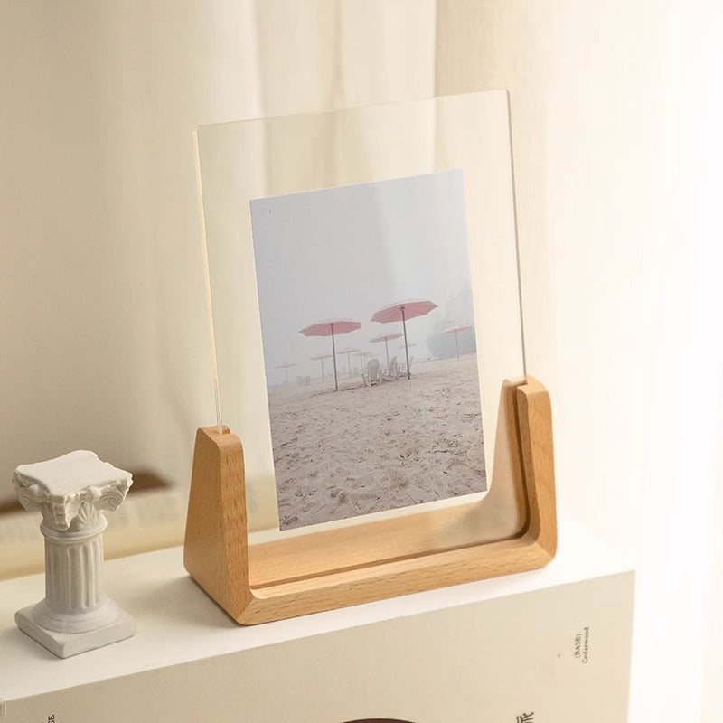 Acrylic U-Frame Photo Display Stand — Handcrafted 6-Inch Desk Ornament