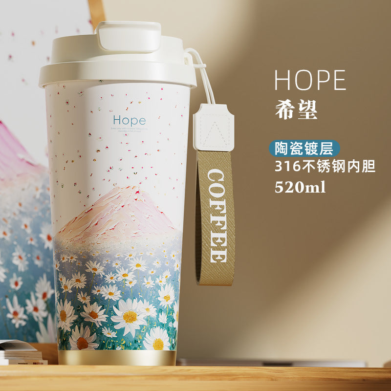 Lily of the Valley Ceramic Tumbler — Elegant Double-Wall Gift Cup