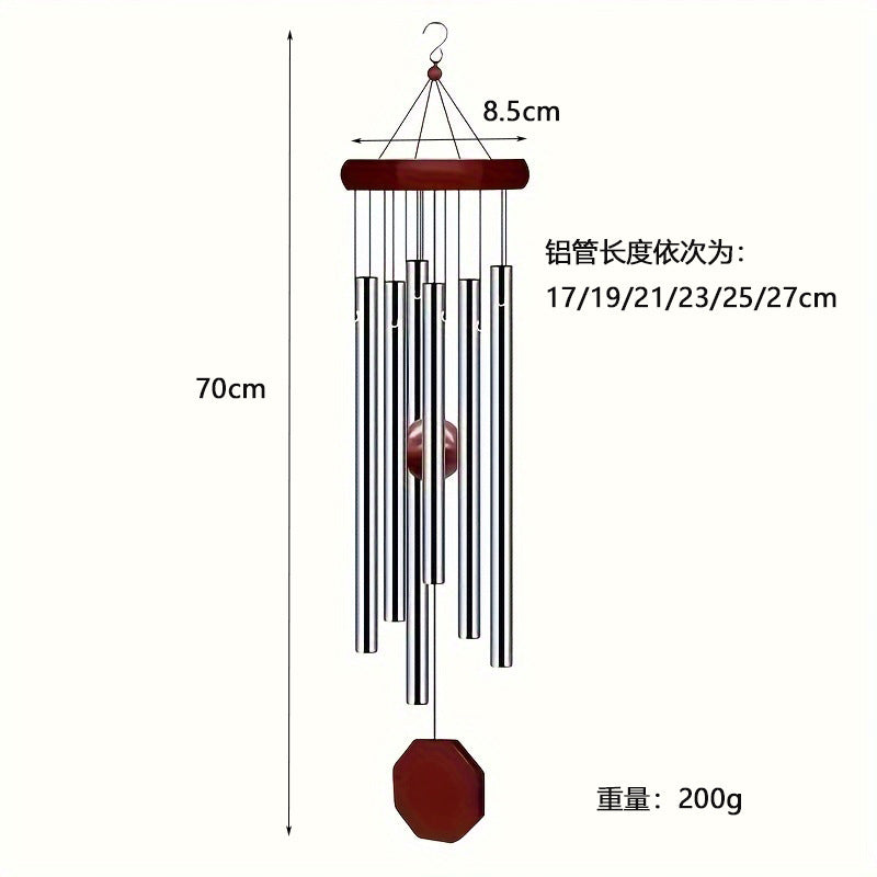Classic Six-Tube Metal Wind Chime — High-Tone Aluminium Hanging Decor