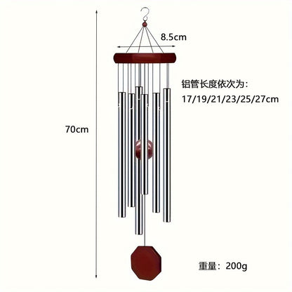 Classic Six-Tube Metal Wind Chime — High-Tone Aluminium Hanging Decor