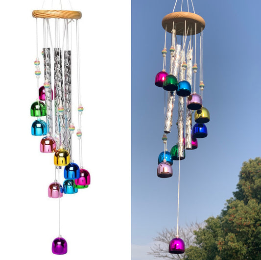 Colourful Harmony Wind Chime — Handcrafted Wooden & Aluminium Bell