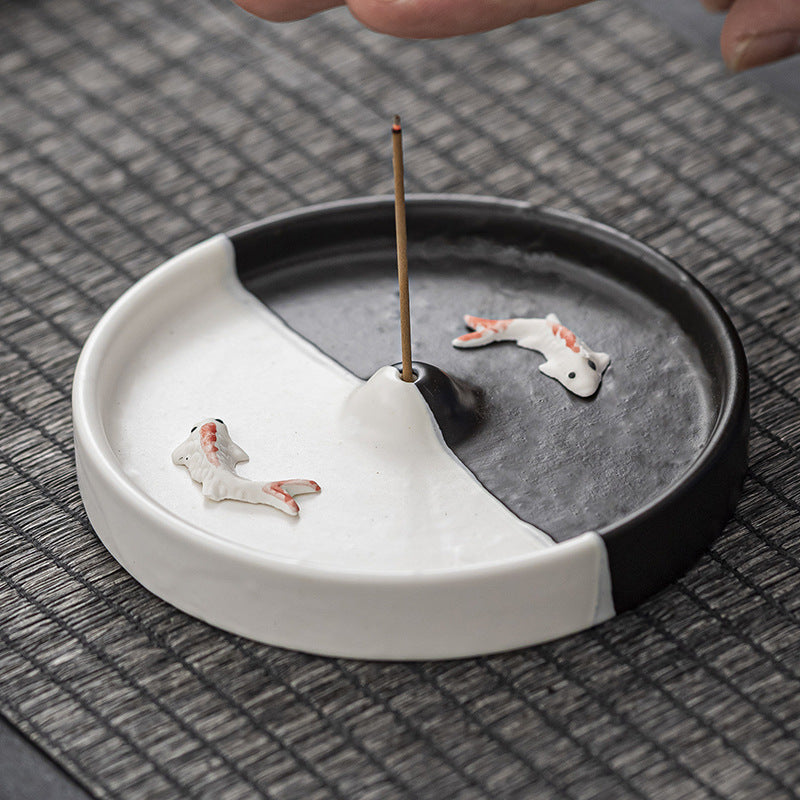 Ceramic Incense Holder & Tray — Artisan Agarwood Sandalwood Burner