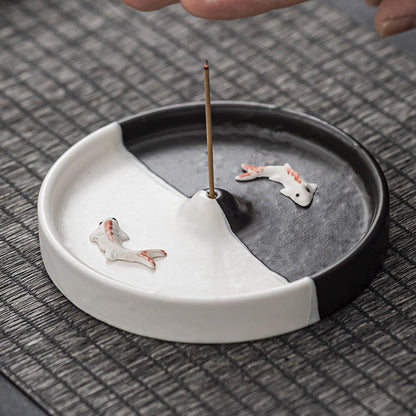 Ceramic Incense Holder & Tray — Artisan Agarwood Sandalwood Burner