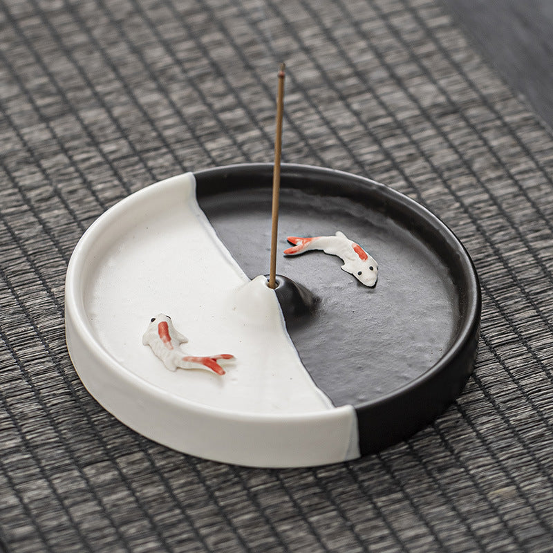 Ceramic Incense Holder & Tray — Artisan Agarwood Sandalwood Burner
