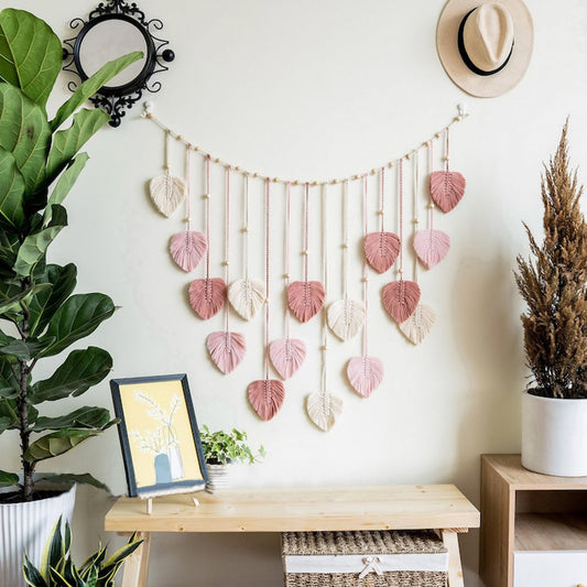 Bohemian Woven Leaf Tapestry — Nordic Handmade Wall Art