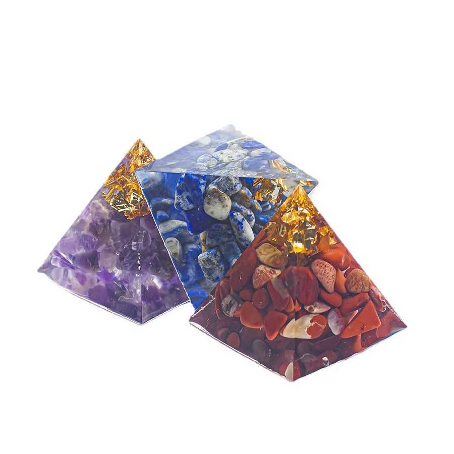 Natural Crystal Pyramid Ornament — Raw Ore Desk & Office Decor