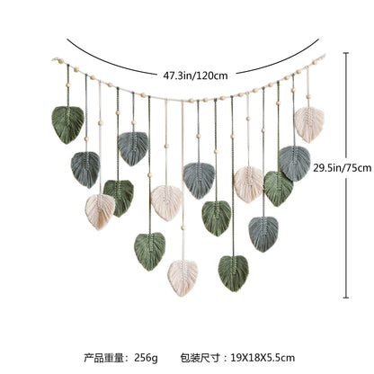 Bohemian Woven Leaf Tapestry — Nordic Handmade Wall Art