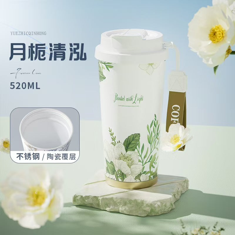 Lily of the Valley Ceramic Tumbler — Elegant Double-Wall Gift Cup