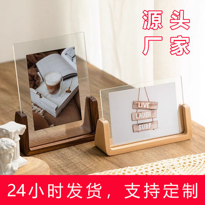 Acrylic U-Frame Photo Display Stand — Handcrafted 6-Inch Desk Ornament