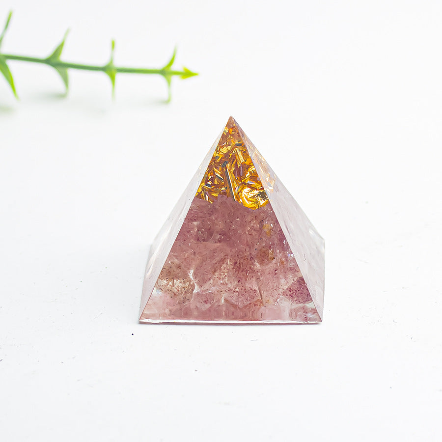 Natural Crystal Pyramid Ornament — Raw Ore Desk & Office Decor