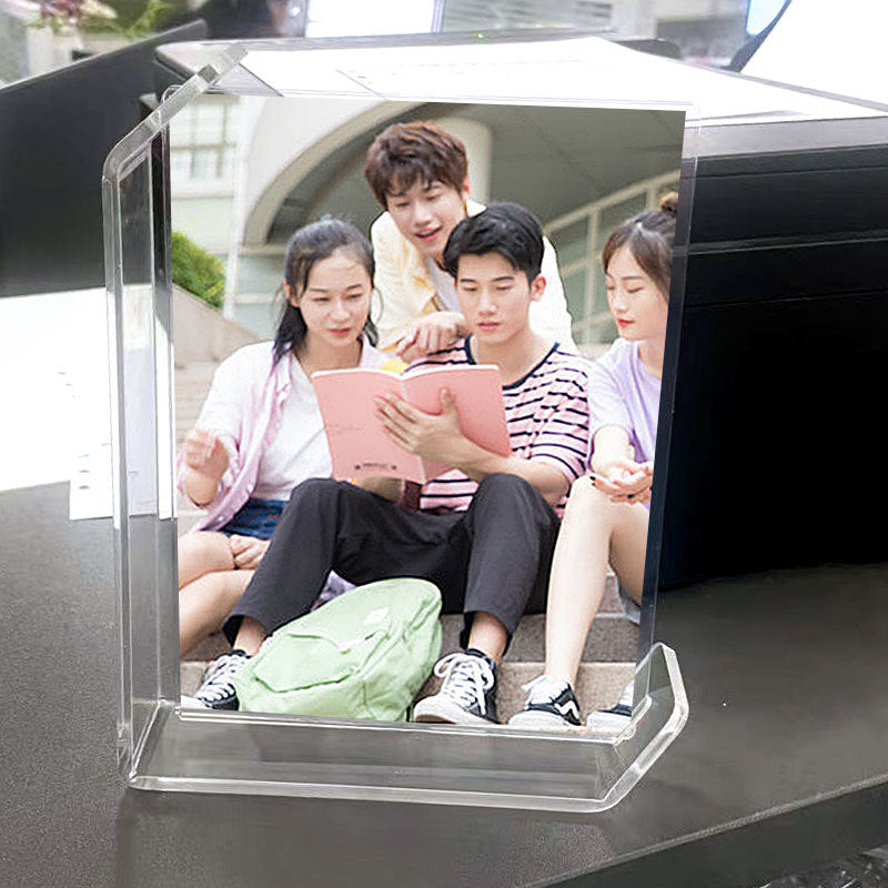 Acrylic U-Frame Photo Display Stand — Handcrafted 6-Inch Desk Ornament
