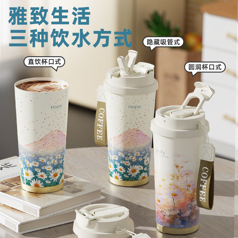 Lily of the Valley Ceramic Tumbler — Elegant Double-Wall Gift Cup