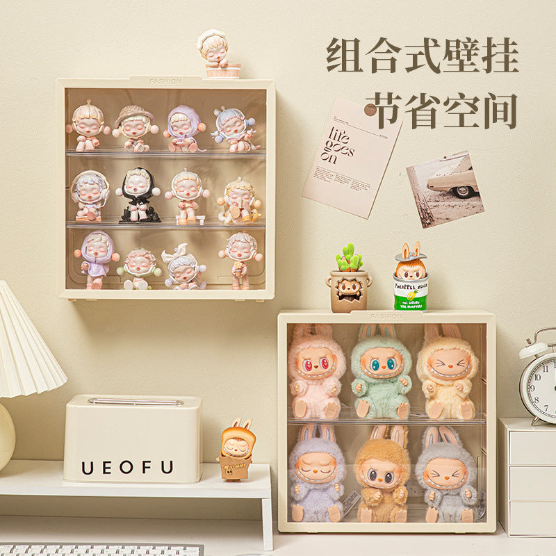 Labubu Doll Display Cabinet — Wall-Mounted Transparent Vinyl Figure Box