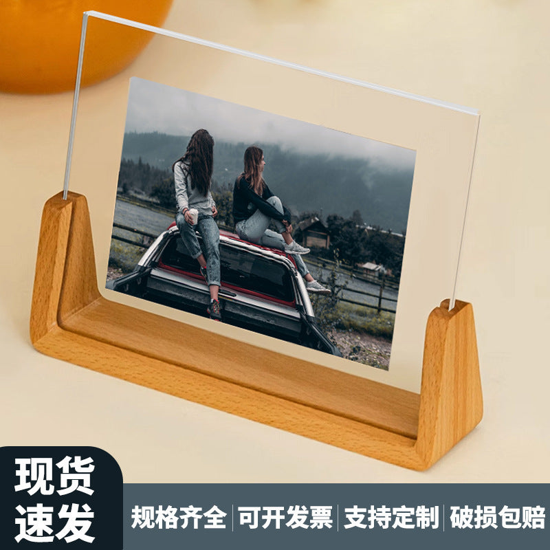 Acrylic U-Frame Photo Display Stand — Handcrafted 6-Inch Desk Ornament