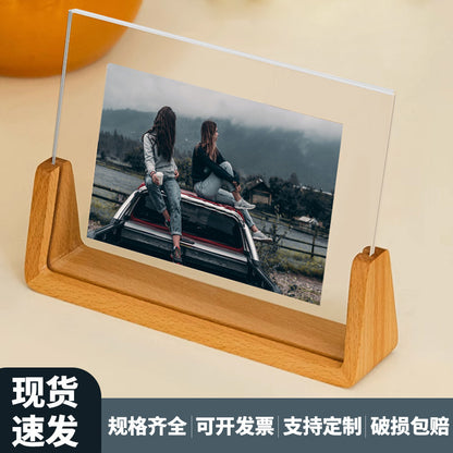 Acrylic U-Frame Photo Display Stand — Handcrafted 6-Inch Desk Ornament