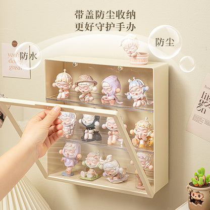 Labubu Doll Display Cabinet — Wall-Mounted Transparent Vinyl Figure Box