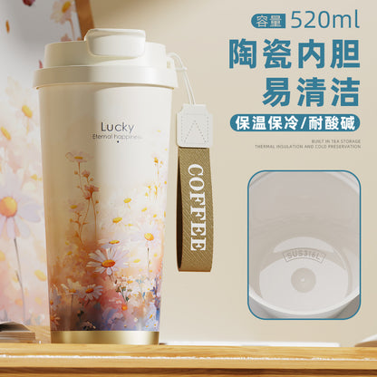 Lily of the Valley Ceramic Tumbler — Elegant Double-Wall Gift Cup