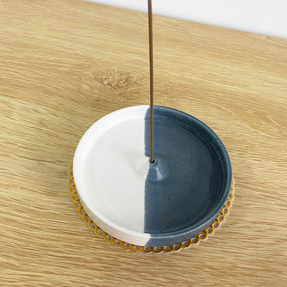 Ceramic Incense Holder & Tray — Artisan Agarwood Sandalwood Burner