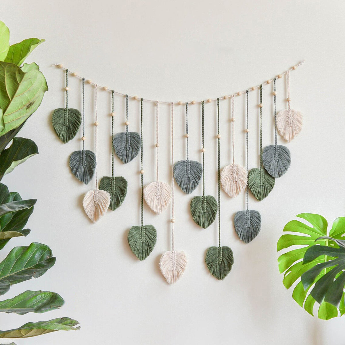 Bohemian Woven Leaf Tapestry — Nordic Handmade Wall Art