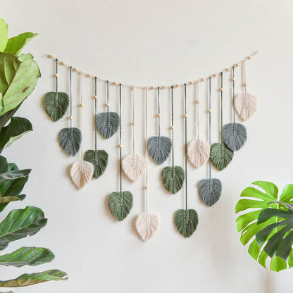 Bohemian Woven Leaf Tapestry — Nordic Handmade Wall Art