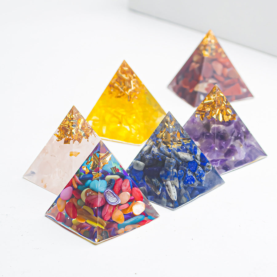 Natural Crystal Pyramid Ornament — Raw Ore Desk & Office Decor