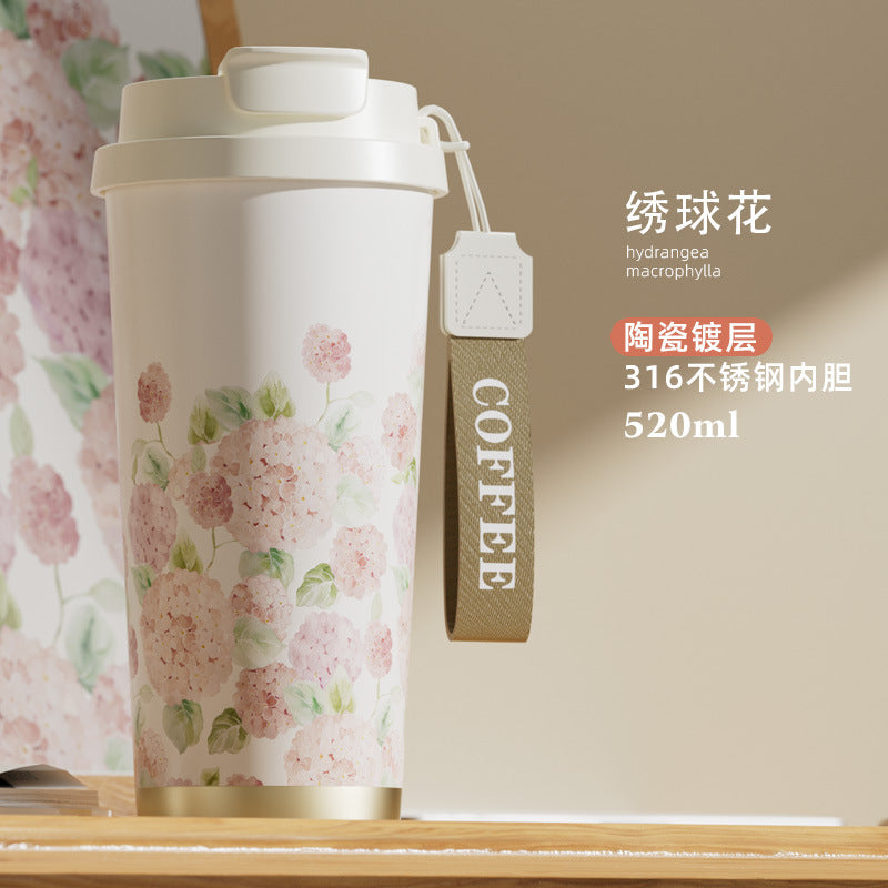 Lily of the Valley Ceramic Tumbler — Elegant Double-Wall Gift Cup