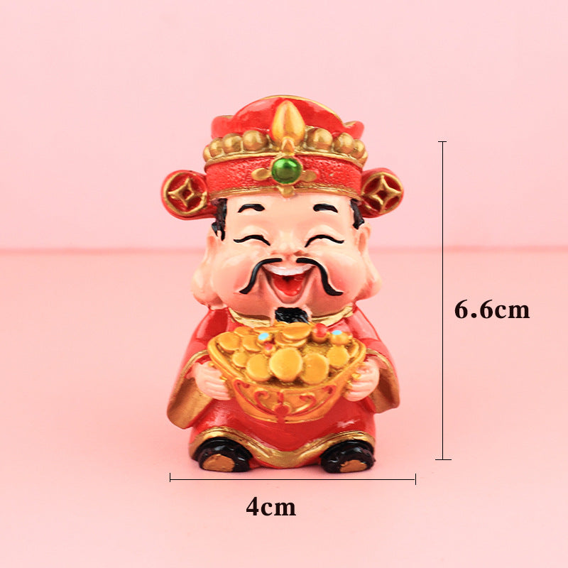 Chinese Fortune Tree Resin Ornament — Lucky Ingot & Treasure Bowl Desk Decor
