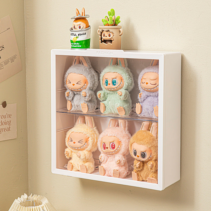Labubu Doll Display Cabinet — Wall-Mounted Transparent Vinyl Figure Box