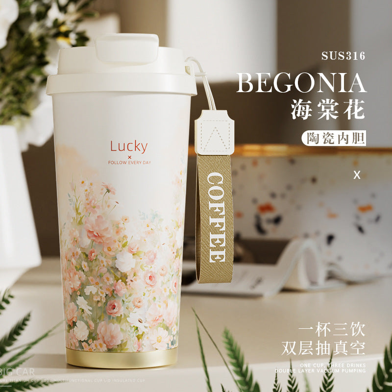 Lily of the Valley Ceramic Tumbler — Elegant Double-Wall Gift Cup