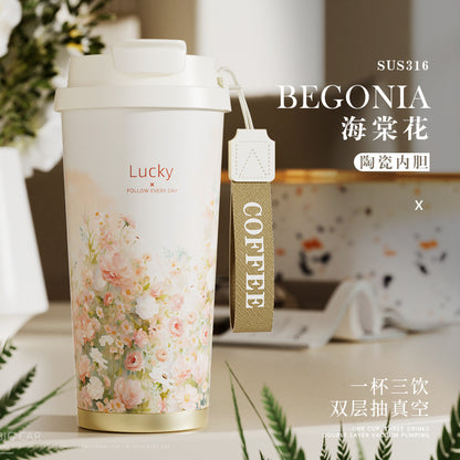 Lily of the Valley Ceramic Tumbler — Elegant Double-Wall Gift Cup