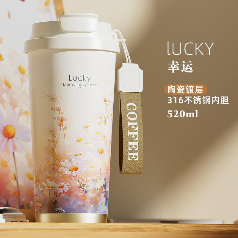 Lily of the Valley Ceramic Tumbler — Elegant Double-Wall Gift Cup