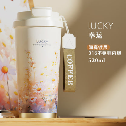 Lily of the Valley Ceramic Tumbler — Elegant Double-Wall Gift Cup
