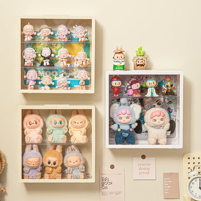 Labubu Doll Display Cabinet — Wall-Mounted Transparent Vinyl Figure Box