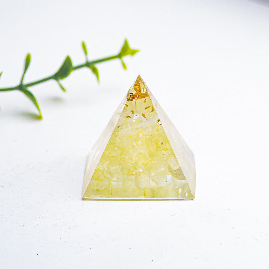 Natural Crystal Pyramid Ornament — Raw Ore Desk & Office Decor